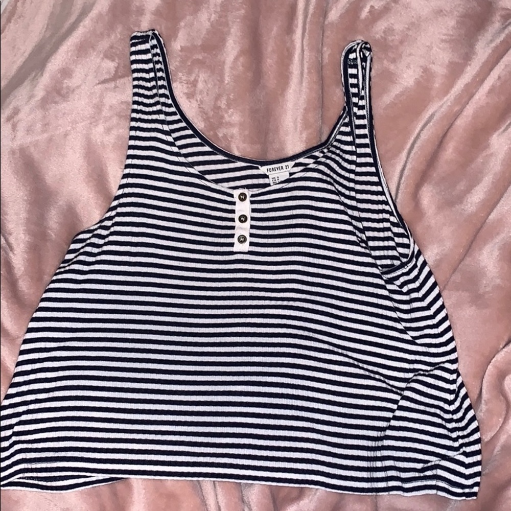 Striped flowy soft cropped tank top